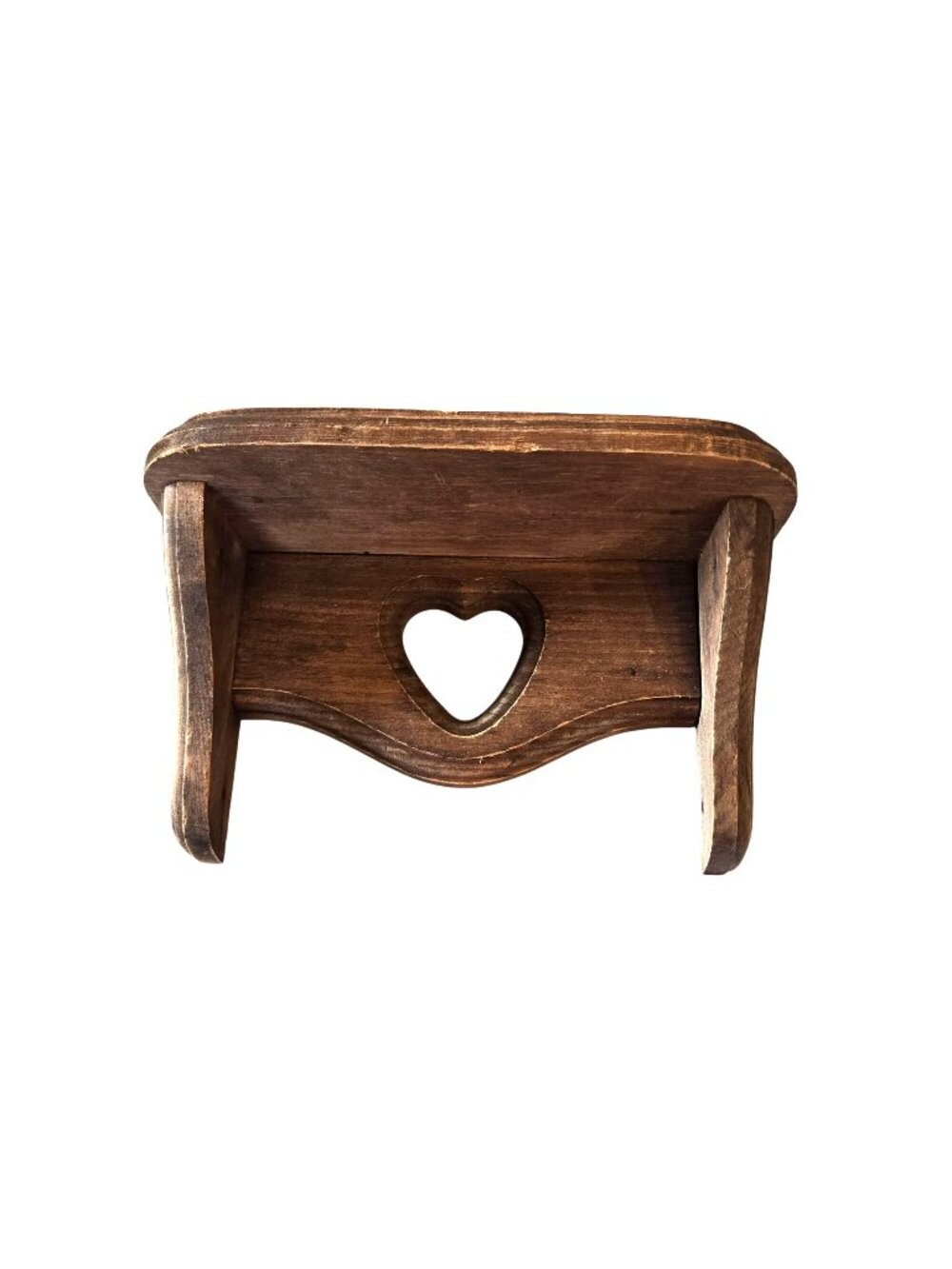 Rustic Wooden Heart Cut-Out Mini Wall Shelf 9"